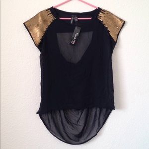 FINAL MARKDOWN Ladies' NWT Fun & Flirt Sheer Sequined Top (L)